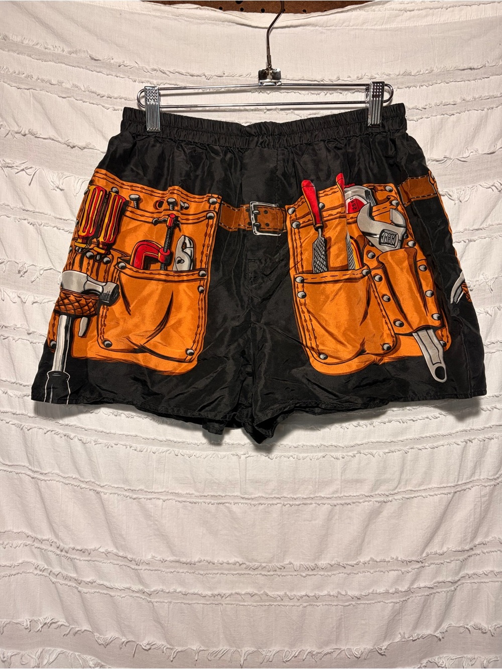 Briefly Stated silk construction belt print boxer shorts